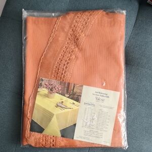 Eaton's Vintage New Old Stock Round Table Cloth Orange Fringe 68" Valerie 410